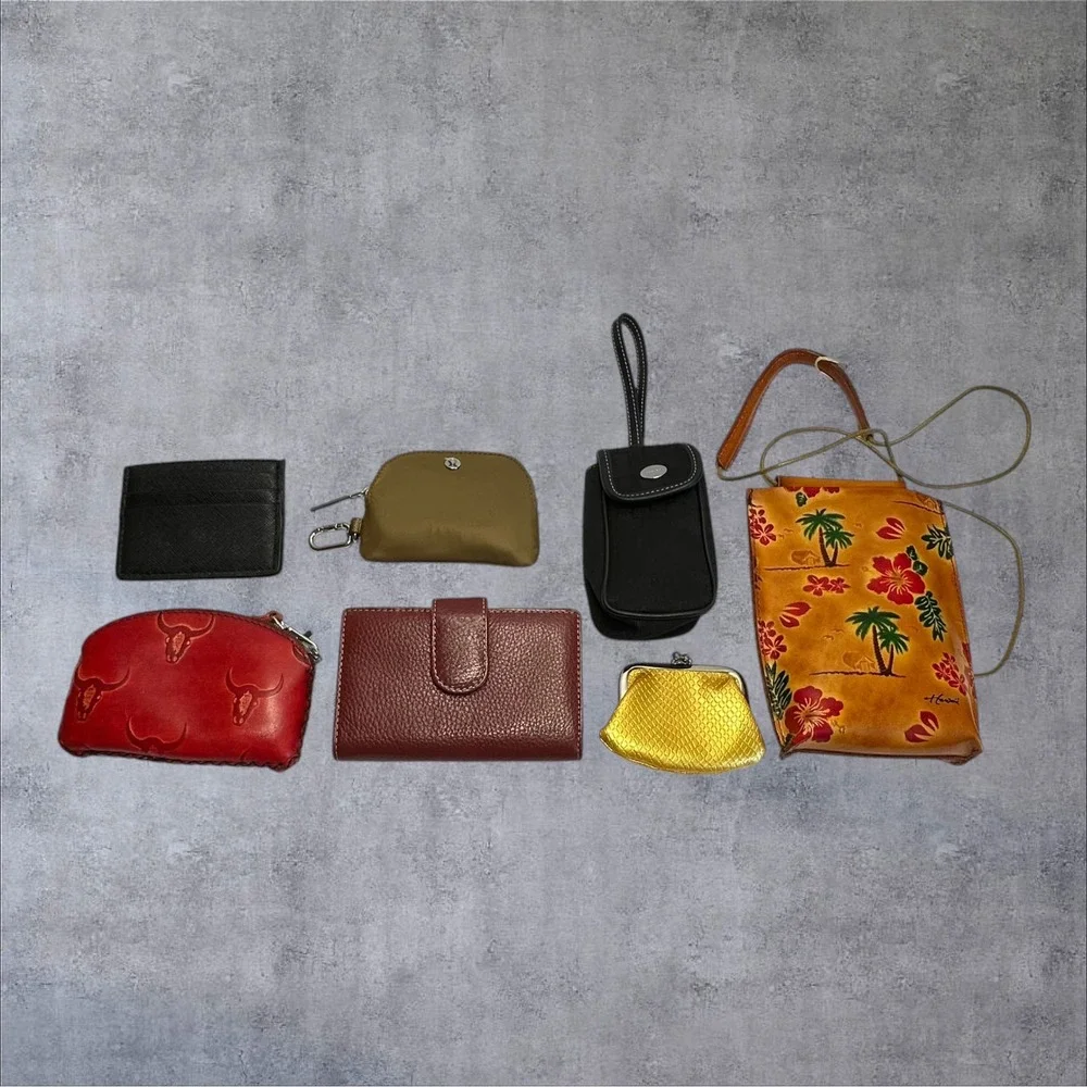 Wallet Pouch Lot of 7‎ Womens Multicolor Excellent Leather/Faux Leather Set